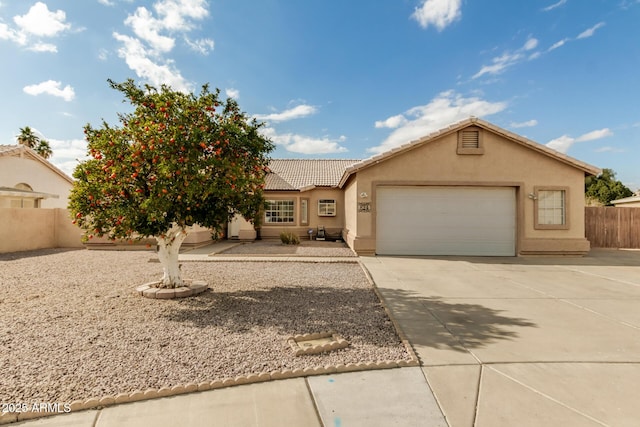 ranch-style home with a garage