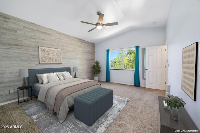 1405 Eagle Ridge Rd, Prescott, AZ 86301 - bedroom with carpet, lofted ceiling, baseboards, and ceiling fan