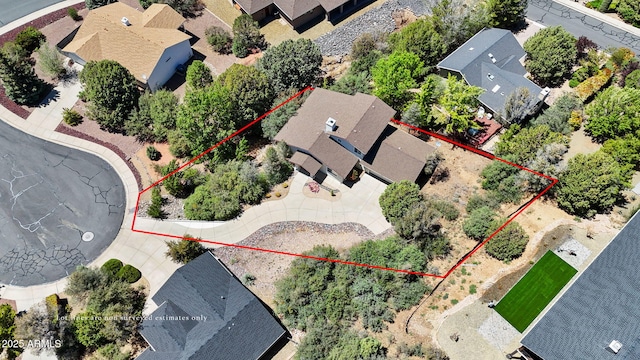 1405 Eagle Ridge Rd, Prescott, AZ 86301 - aerial perspective of suburban area featuring property boundaries highlighted