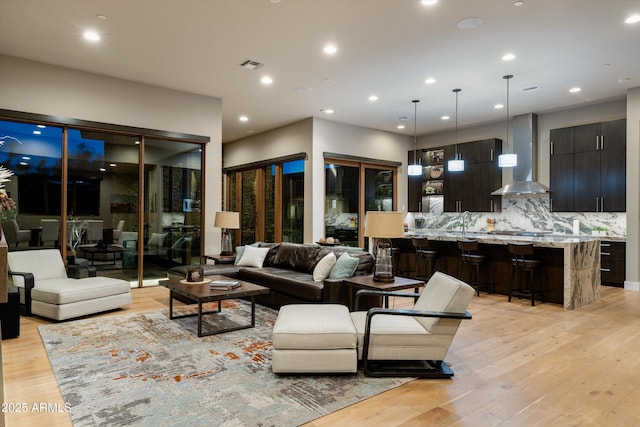 living room featuring light hardwood / wood-style floors