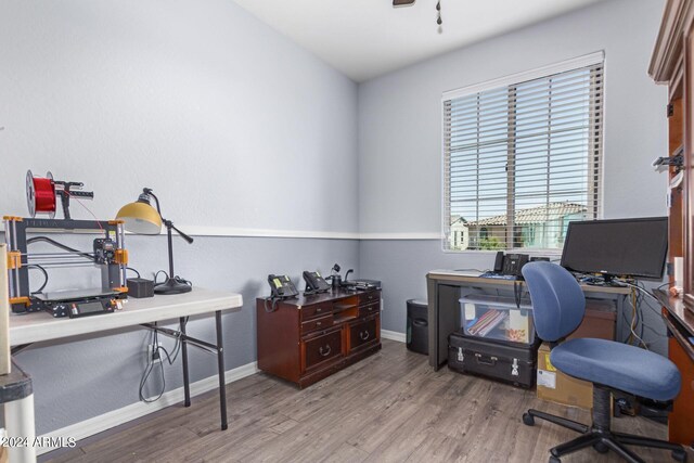 office space featuring light hardwood / wood-style flooring