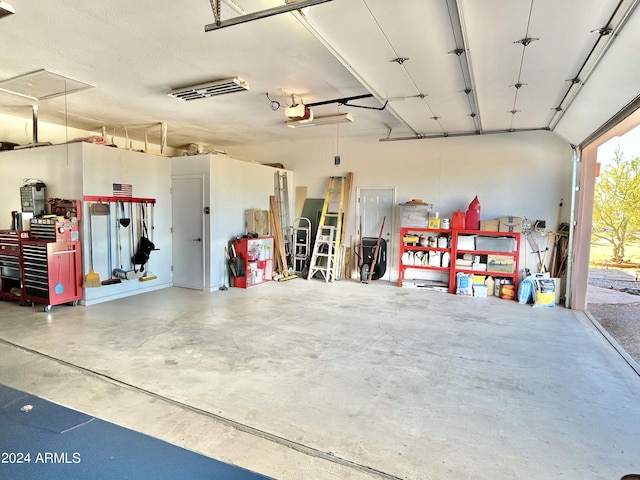 garage with a garage door opener