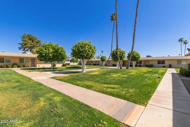 view of property's community featuring a yard