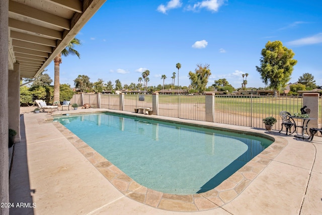 view of swimming pool with a patio area