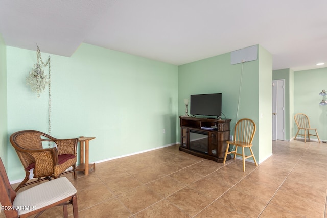 living area with light tile patterned floors