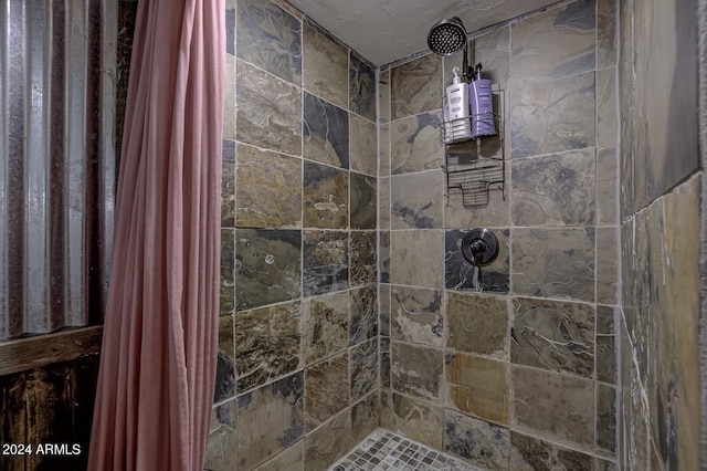 bathroom with a shower with curtain