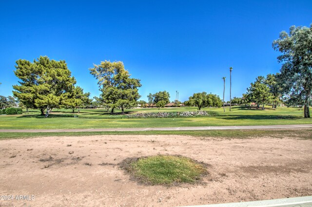 view of property's community with a lawn