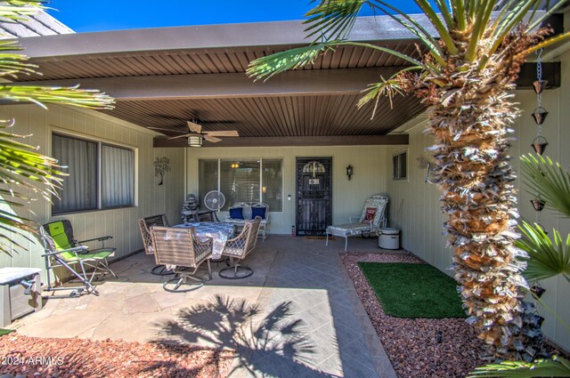 view of patio with ceiling fan