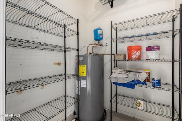 utility room with electric water heater