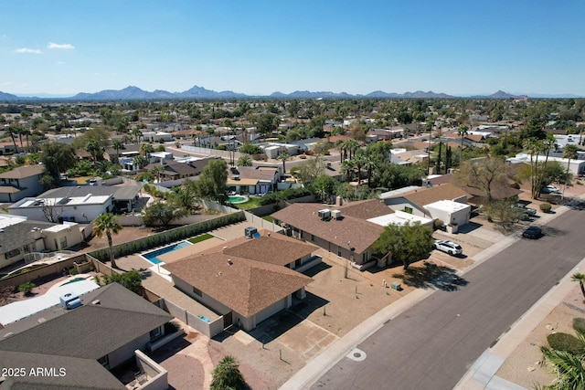 birds eye view of property featuring a residential view and a mountain view