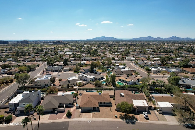 aerial view with a residential view and a mountain view