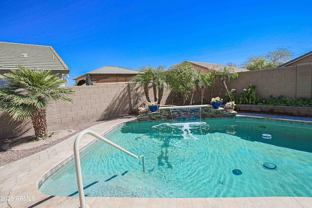 view of swimming pool with a fenced in pool and a fenced backyard