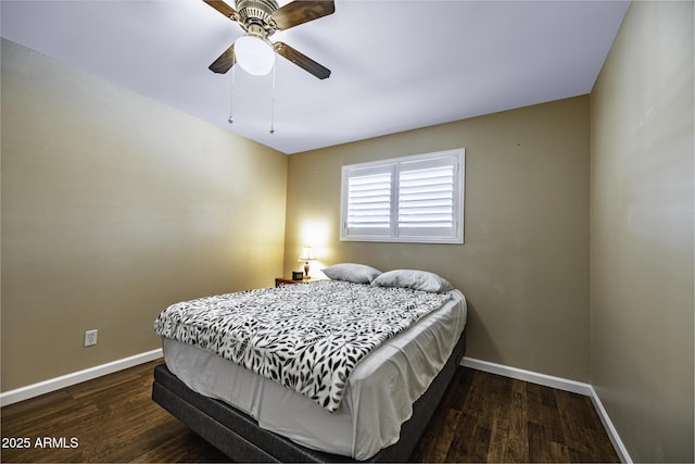 308 E Ln Jolla Dr, Tempe, AZ 85282 - bedroom with baseboards, wood finished floors, and ceiling fan
