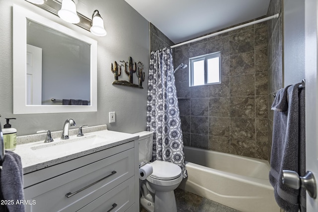 308 E Ln Jolla Dr, Tempe, AZ 85282 - full bathroom with vanity, toilet, shower / tub combo, and a textured wall