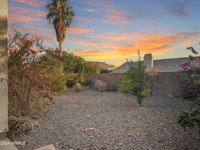 view of yard at dusk