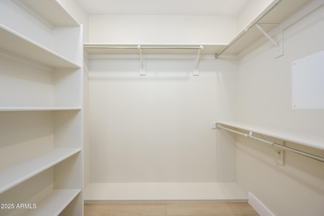 spacious closet with light wood-type flooring