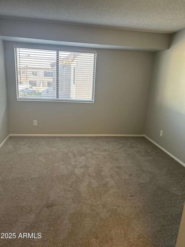 carpeted empty room featuring a wealth of natural light and a textured ceiling