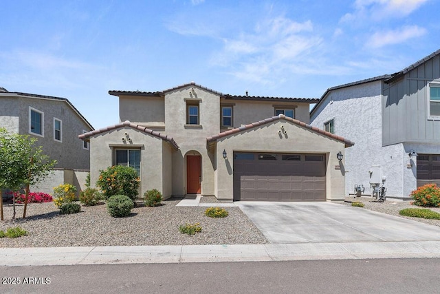 9230 E Scott Ave, Mesa, AZ 85212 - mediterranean / spanish house with an attached garage, stucco siding, concrete driveway, and a tile roof