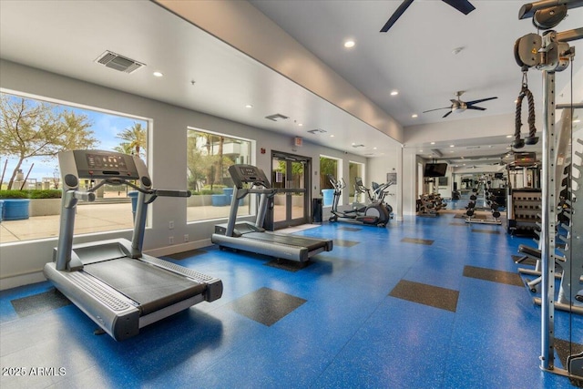 945 E Playa Del Norte Dr Unit 1016, Tempe, AZ 85288 - gym featuring ceiling fan and recessed lighting
