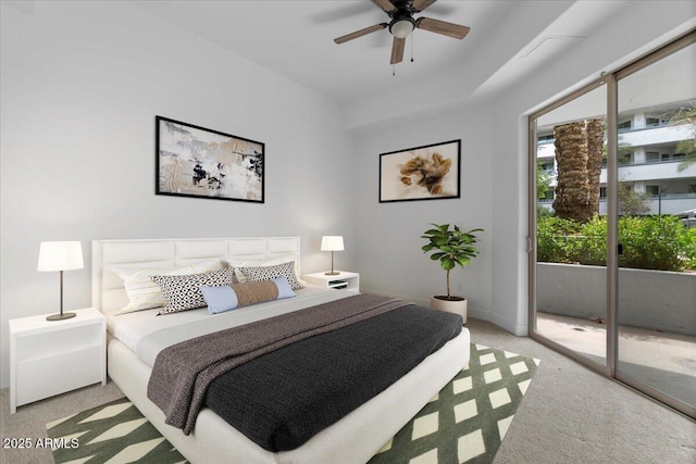 945 E Playa Del Norte Dr Unit 1016, Tempe, AZ 85288 - bedroom featuring access to outside, light carpet, and a ceiling fan