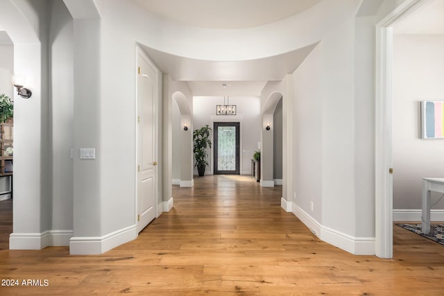 foyer with light hardwood / wood-style floors