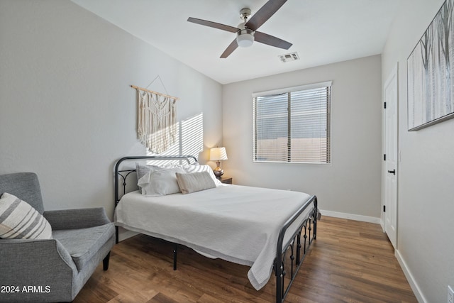 2811 E Riviera Pl, Chandler, AZ 85249 - bedroom featuring wood finished floors, baseboards, and ceiling fan