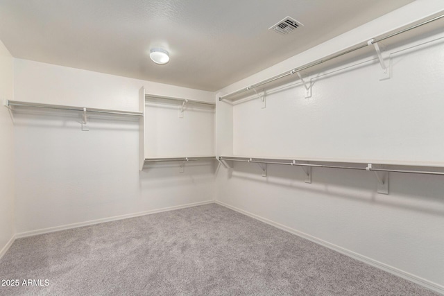 spacious closet with carpet floors and visible vents