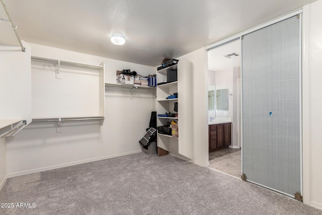 walk in closet with carpet and visible vents