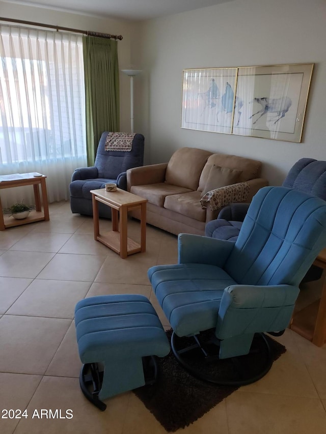 living room featuring tile patterned floors