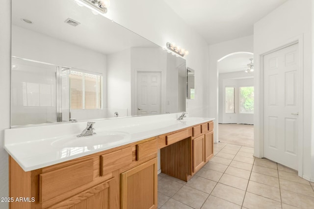 12726 W Charter Oak Rd, El Mirage, AZ 85335 - full bathroom featuring tile patterned floors, a sink, visible vents, and double vanity