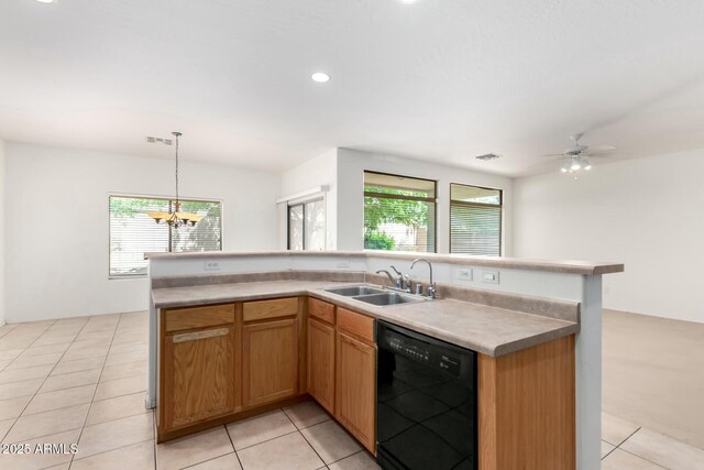 12726 W Charter Oak Rd, El Mirage, AZ 85335 - kitchen featuring dishwasher, visible vents, a sink, and light tile patterned floors