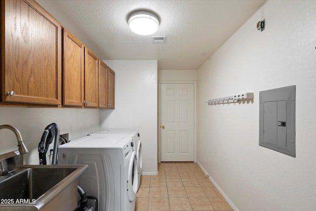 19700 N 76th St Unit 2089, Scottsdale, AZ 85255 - laundry room with visible vents, a sink, electric panel, washing machine and clothes dryer, and cabinet space