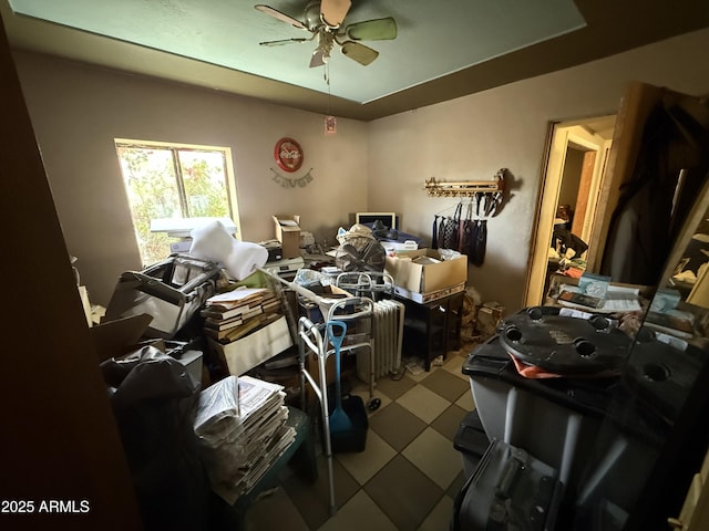 2030 N 21st Pl, Phoenix, AZ 85006 - misc room featuring ceiling fan, tile patterned floors, a desk, and a tray ceiling