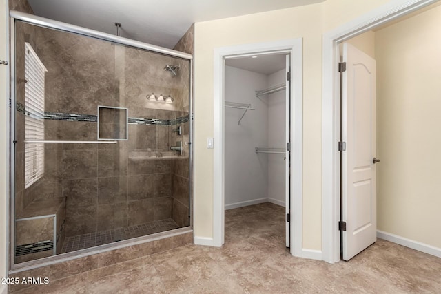 4043 E Carla Vista Dr, Gilbert, AZ 85295 - full bath with a shower stall, a spacious closet, and baseboards