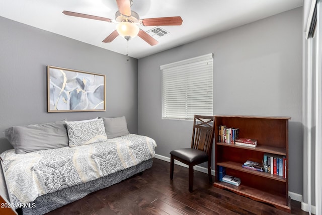 4043 E Carla Vista Dr, Gilbert, AZ 85295 - bedroom with wood finished floors, baseboards, and ceiling fan