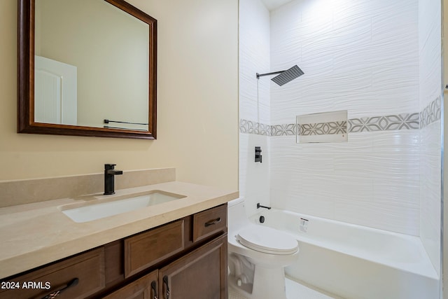 full bathroom featuring vanity, toilet, and shower / bathtub combination