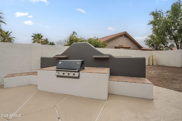 view of patio featuring area for grilling and grilling area