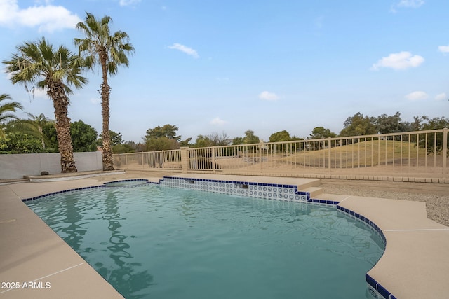 view of swimming pool with a jacuzzi