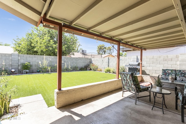 view of patio featuring area for grilling