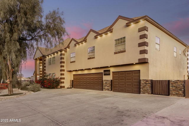 exterior space featuring a garage