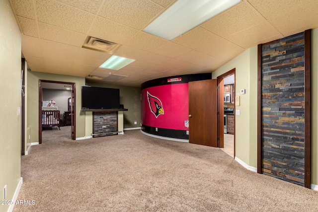 basement with carpet