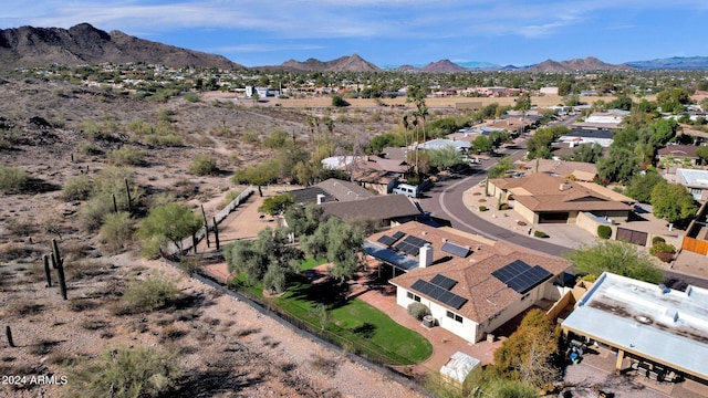 drone / aerial view featuring a mountain view