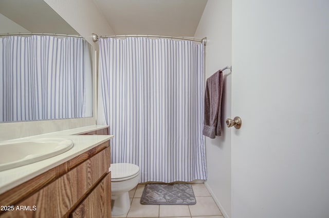 2505 E Desert Cactus St, Phoenix, AZ 85032 - bathroom featuring vanity, toilet, tile patterned floors, and a shower with curtain