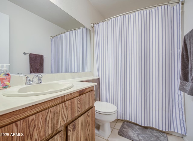 2505 E Desert Cactus St, Phoenix, AZ 85032 - full bathroom with vanity, toilet, tile patterned floors, and a shower with curtain