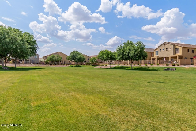 surrounding community with a yard and a residential view
