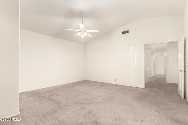 20435 N 39th Dr, Glendale, AZ 85308 - unfurnished room with visible vents, lofted ceiling, ceiling fan, and carpet flooring
