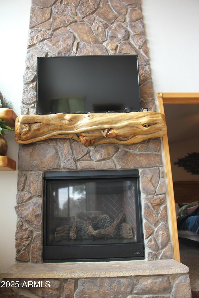 room details featuring a fireplace