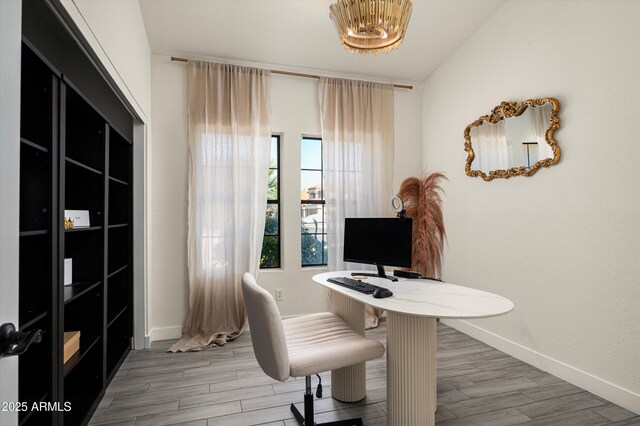 16238 N 58th St, Scottsdale, AZ 85254 - office area featuring baseboards and wood finished floors