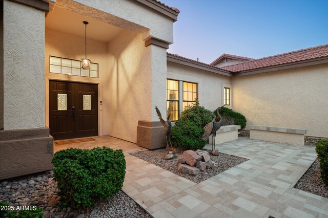 16238 N 58th St, Scottsdale, AZ 85254 - property entrance featuring stucco siding and a tile roof