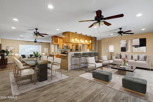 living room featuring light hardwood / wood-style floors